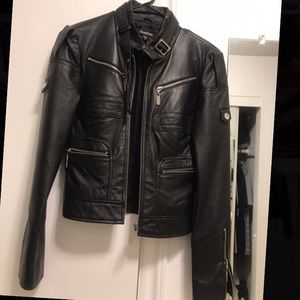 Bebe leather biker motorcycle jacket